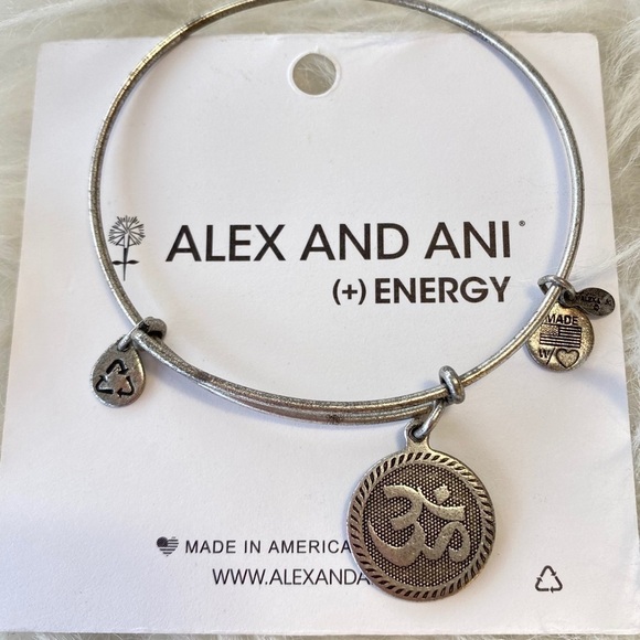 Alex and Ani Bangle Om Hindu Symbol Silver Tone - Picture 2 of 5
